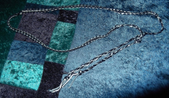 Dark Blue Macrame Belt Navy Macrame Belt: Braided Recycled Cotton Waist Tie With  main image 3