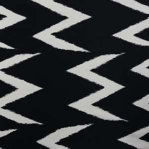 Schwarz weiß Zick Zack Druck Polyester Stoff, 140 cm Breite