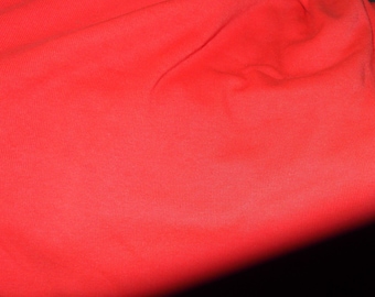 Vivid Coral Pink Tube Rib Knit Fabric, Cotton Elastine Blend