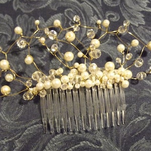 Pearl and Crystal Haircomb, Bridal Hair Accessory, Evening Hair comb available with white or ivory