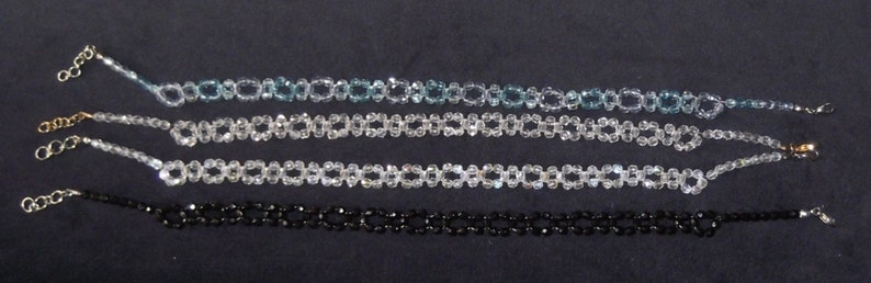 Vintage Inspired Crystal Necklace Clear AB Crystal Clear Blue Hand Woven Necklace Choker Length Necklace