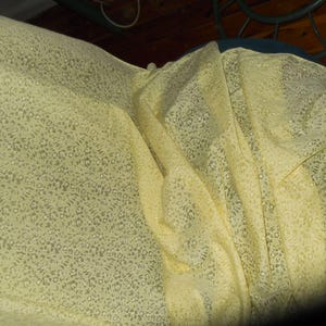 Lemon Yellow Sheer Floral Cotton Blend Fabric, 110 cm width
