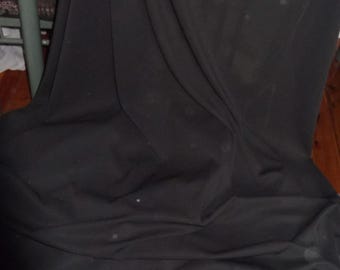 French Black Semi Sheer Stretch Chiffon Fabric, 106 cm width