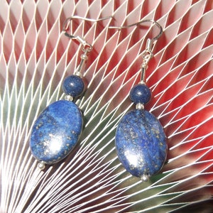 Lapis Lazuli Earrings, pierced hook style