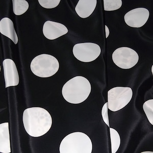 Black and White Polka Dot Polyester Fabric. Large Polka Dot