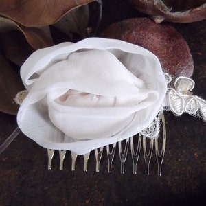 Champagne Rose and Lace Hair Comb