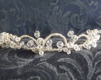 Handcrafted Crystal Tiara, available in gold or silver wire.