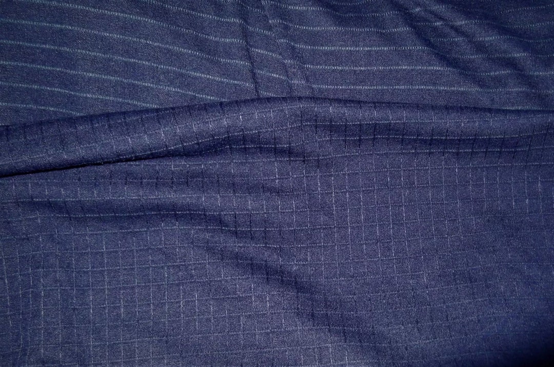Dark Navy Blue Check Weave Stretch Knit Fabric - Etsy
