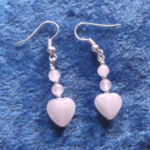 Rose Quartz Gemstone Heart Earrings
