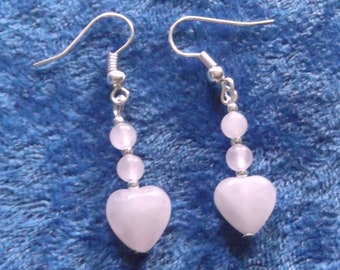 Rose Quartz Gemstone Heart Earrings