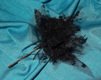 Black Shabby Chic Lace Rose Flower Hairpin, Hair Flowers