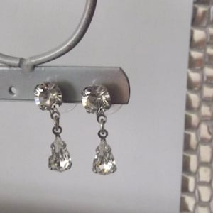 Sterling Silver Swarovski Crystal Pear Shape Drop Dangle earrings, Designer Handcrafted in Australia
