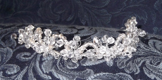 Handcrafted Glass Bead and Crystal Twisted Wire Tiara  display picture 2
