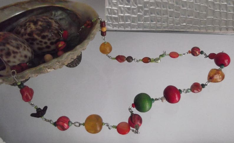 Multi Coloured Chain Link Necklace Long Length - Etsy