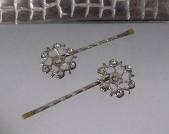 1 Sterling Silver Swarovski Crystal Hairpin, Designer Bridal, Handcrafted