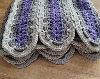Lilac Crocheted Afghan Blanket Handmade