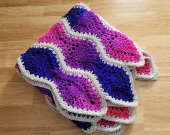 Sunrise/Sunset Pineapple Afghan - Handmade Crocheted Afghan Blanket