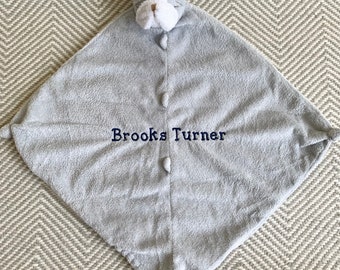 Gray Bulldog Angel Dear baby lovie blanket embroidered with name + birthdate