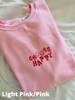 Embroidered Crewneck Sweatshirt Choose Happy Quote Crewneck Sweatshirt Beige/Cream Embroidered 
