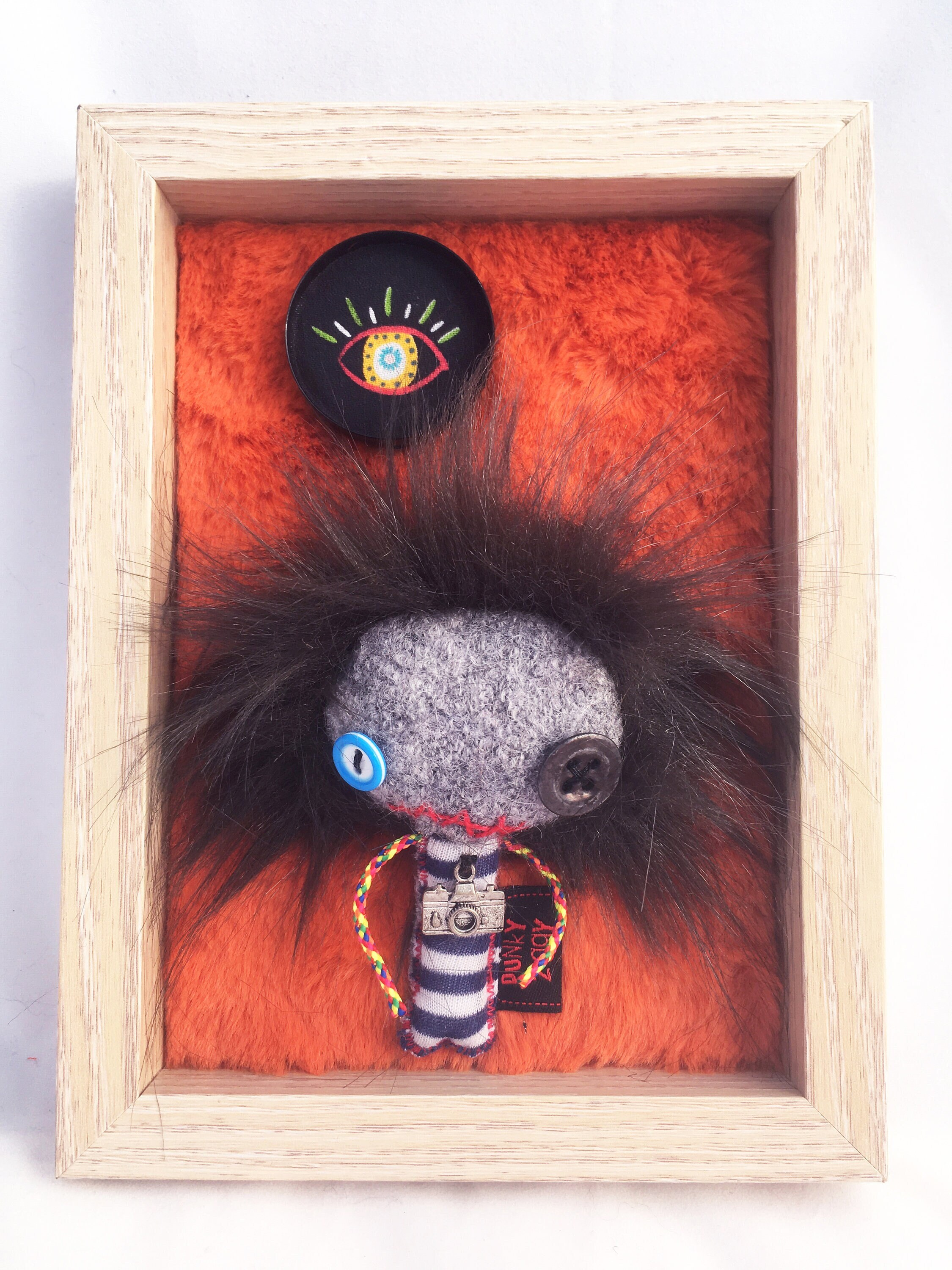 Tableau Décoration Murale Art Textile Punkette Photographe Orange Kaki