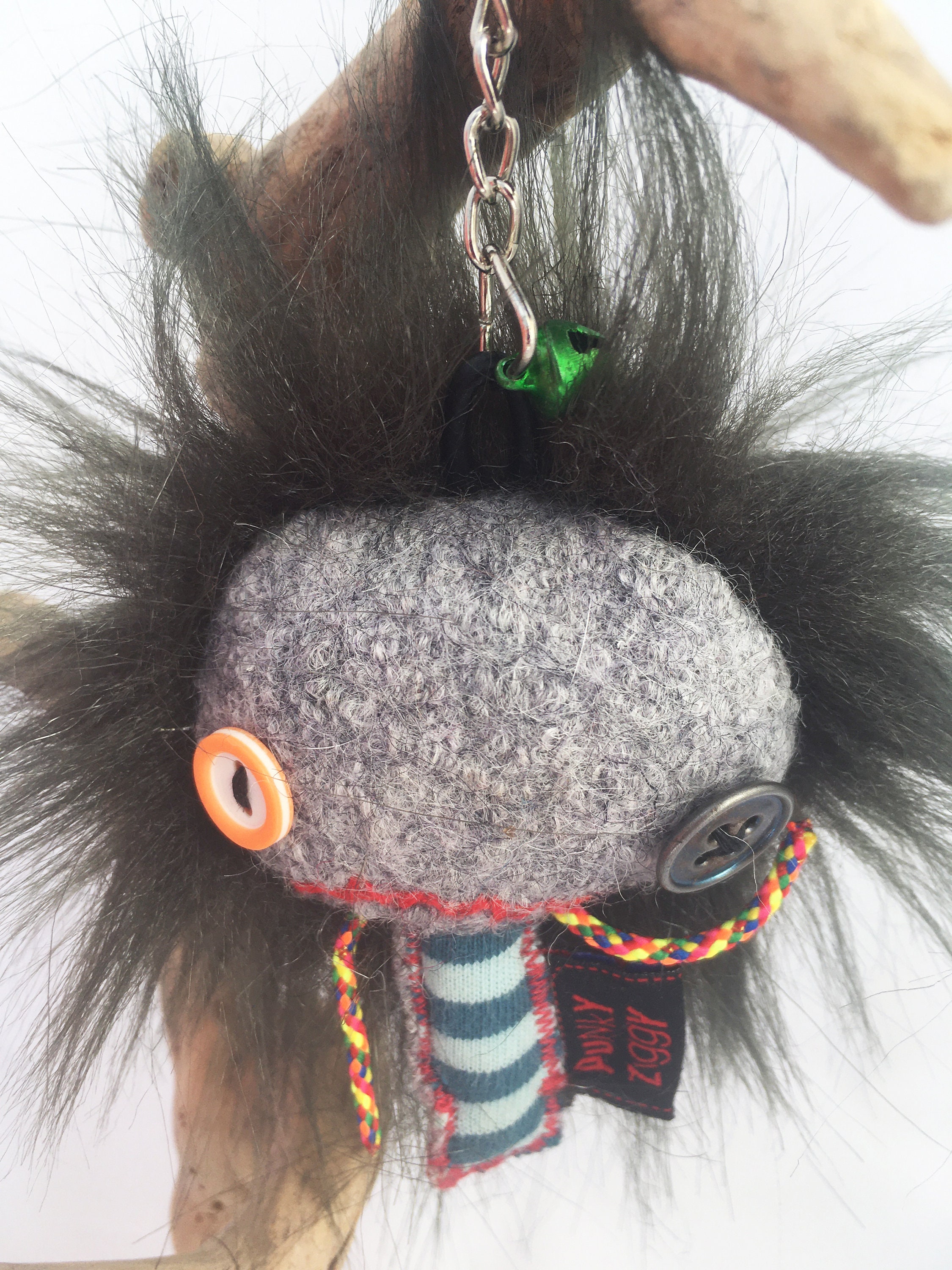 Lucky Keychain Mini Monster Punk Rock Khaki Green Hair - Etsy