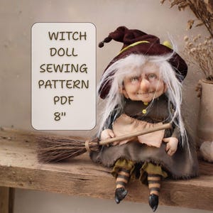 Witch doll pattern, witch sewing pattern, cloth doll pattern, DIY Halloween doll
