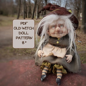 Witch doll pattern, witch sewing pattern, cloth doll pattern, DIY Halloween doll