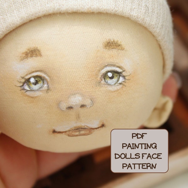 Rag Doll Pattern, Face Painting Doll Tutorial, Learn to Draw a Doll Face,  PDF Doll Making Tutorial