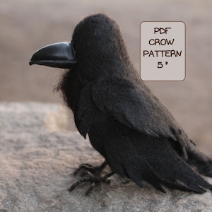 Realistic Felt Crow Sewing Pattern | DIY Halloween Decor | Raven Plush Pattern | Stuffed Bird Pattern | Gothic Home Craft