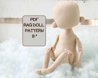 Rag doll pattern for sewing, doll bodies 9″, cloth doll patterns