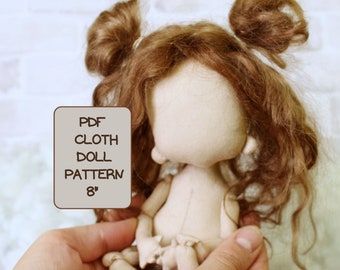 Cloth Doll Pattern 8", Sewing Tutorial and PDF Pattern, how to make a rag doll