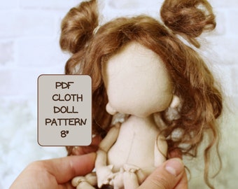 Fabric Rag Doll Sewing Pattern, DIY Cloth Doll Making Template