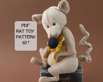 Rat Sewing Pattern PDF, Ratberry Toys Plushie Pattern, Creepy Cute Plush Mouse to sewing