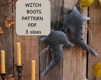 Witch shoes pattern, primitive pattern, diy halloween decor