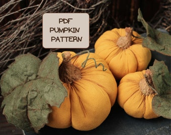 Rustic Pumpkin Sewing Pattern | DIY Autumn Decor | Fabric Pumpkins 3 Sizes | Easy Halloween Centerpiece | Pincushion Template