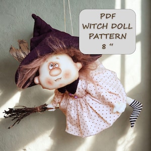 Witch doll pattern, diy kitchen witch doll, Flying Witch EPattern, do it yourself