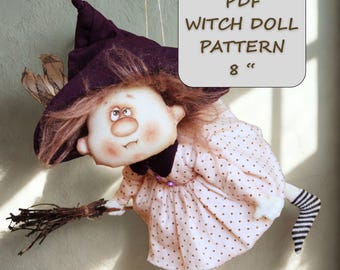 Witch doll pattern, diy kitchen witch doll, Flying Witch EPattern, do it yourself