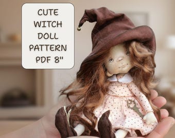 Witch doll pattern, cloth doll pattern, DIY Halloween doll