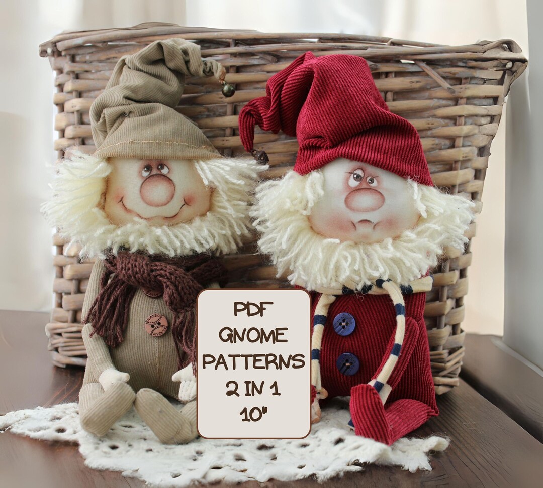 Gnome Sewing Patterns Happy and Sad, Cloth Doll Patterns, Christmas