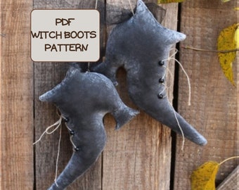Witch shoes pattern, primitive pattern, diy halloween decor