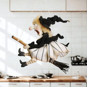 Kitchen witch doll hanging, halloween witch doll, baba yaga