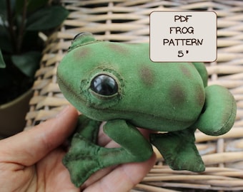 Frog sewing pattern, frog plush, soft toy pattern, create your own realistic frog, felt pattern