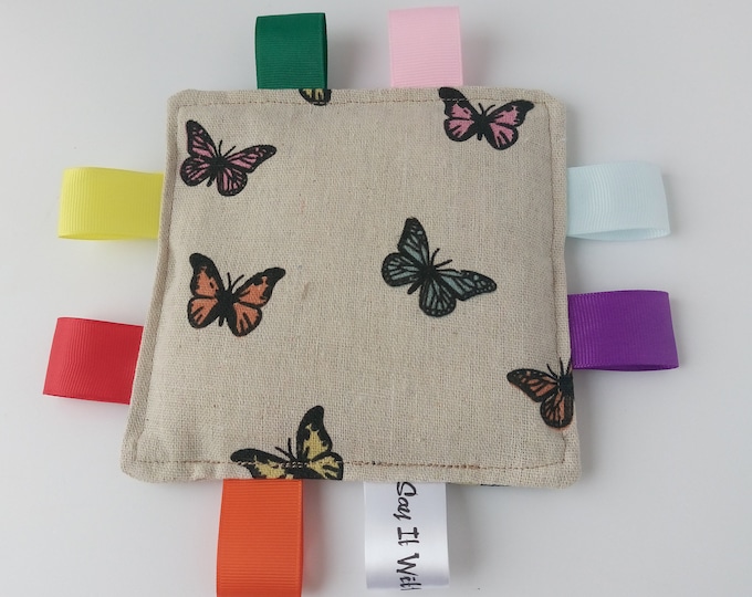 Butterfly Themed Sensory Taggy Bean Bag / mini cushion - Sensory Fidget Activities aid for adults with dementia Alzheimer's special needs