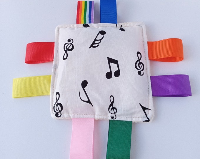 Musical Notes Rainbow tags Sensory Taggy Bean Bag / mini cushion - Sensory Fidget Activities aid for adults with dementia special needs adhd