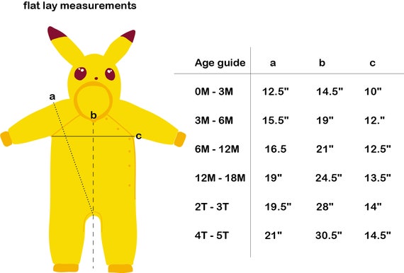 Kigurumi Size Chart