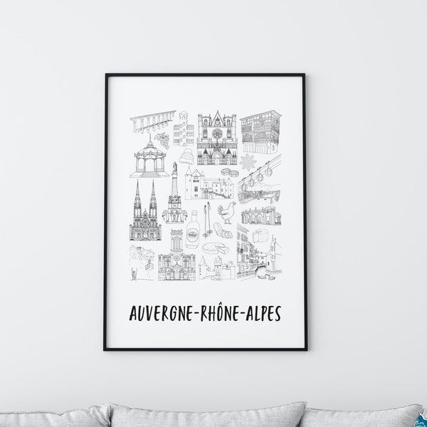 Auvergne-Rhône-Alpes poster - A4 / A3 / 40x60 paper