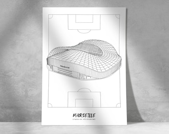 Poster Marseille - Stade du Vélodrome - A4 / A3 paper