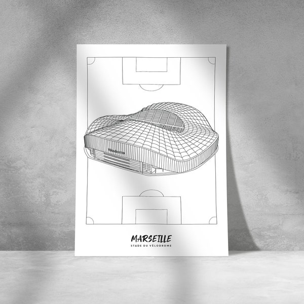 Affiche Marseille - Stade du Vélodrome - Papier A4 / A3 / 40x60