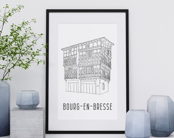Affiche Bourg-en-Bresse - Papier A4 / A3 / 40x60