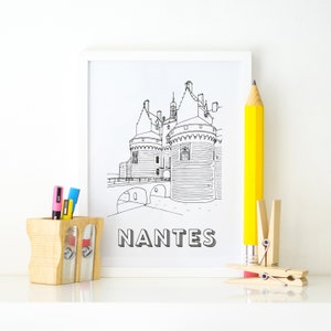 Pôster de Nantes - Castelo dos Duques da Bretanha - Papel A4 / A3 / 40x60